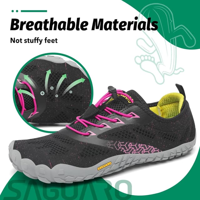 Detalle de SAGUARO Unisex Barfußschuhe – leichte, atmungsaktive Trail- und Fitnessschuhe mit Zehenbox