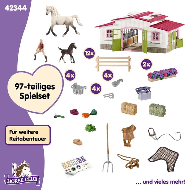 Thumbnail 4 de Schleich Horse Club Reiterhof mit Reiterin und Pferden 42344 97 Teile