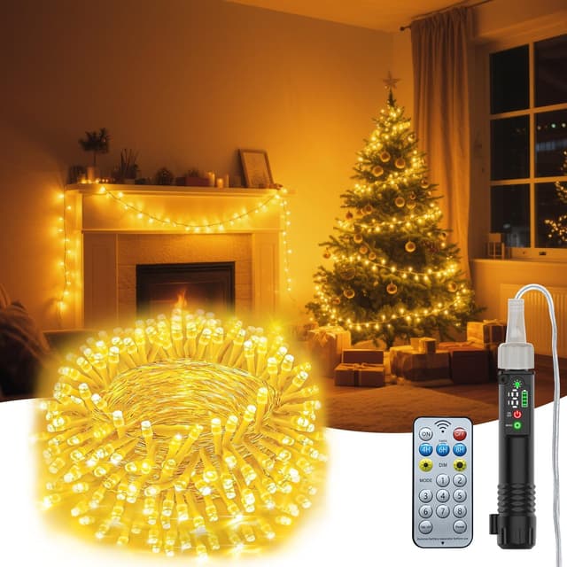 Detalle de Electight Christmas Fairy Lights (USB rechargeable, 200 LEDs, 20m) with remote, timer and 8 modes
