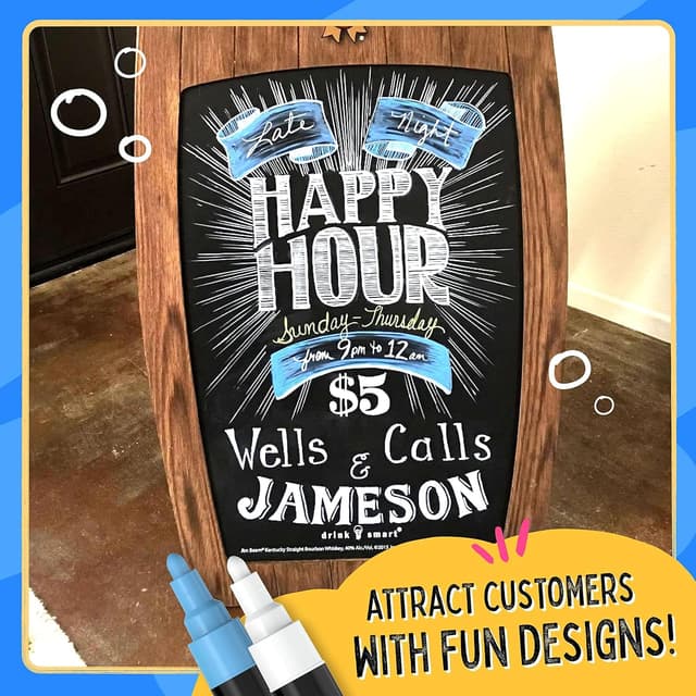 Thumbnail 6 de Liquid Chalk Pens & Metallic Colours (Pack of 16) — 6mm Reversible Chalk Marker Set for Blackboard, Glass & Windows