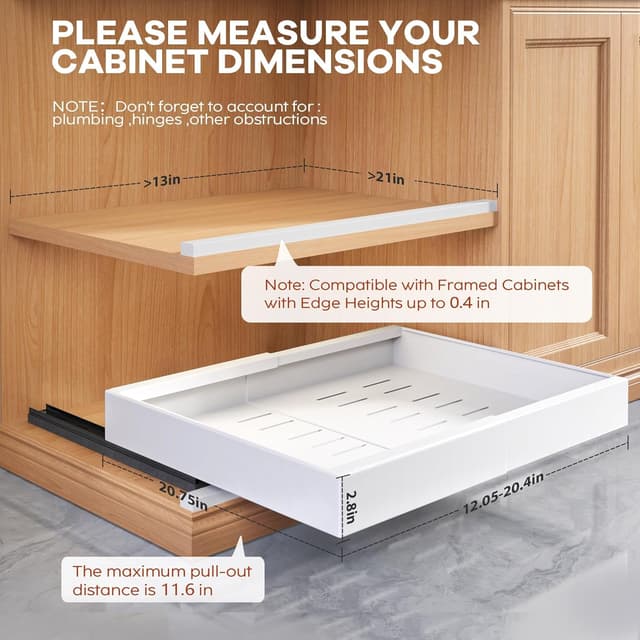 Detalle 2 de Seinloes 2Pack Pull Out Cabinet Organizer 21"