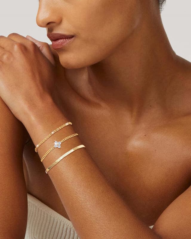 Detalle de MUCCA lot de 3 bracelets empilables en argent 925 pour femme, réglables en argent sterling multicouche