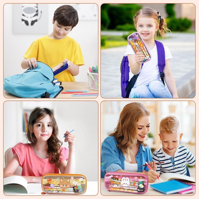 Thumbnail 6 de Trousse à crayons grande capacité OFFCUP (2 compartiments) imperméable avec autocollants – marron