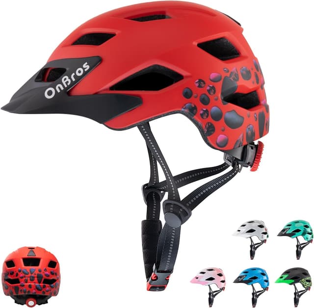 Detalle de OnBros Kinder-Fahrradhelm mit Visier für 5–13 Jahre (50–57 cm) – CE EN1078, leicht & verstellbar
