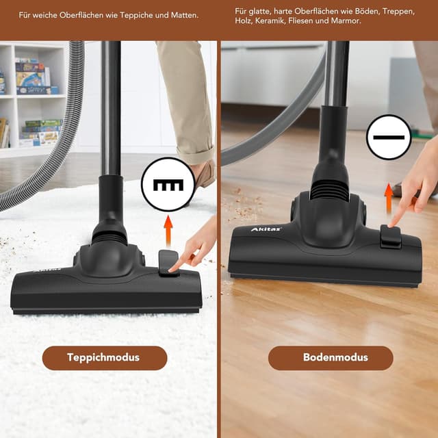 Thumbnail 6 de Akitas C11 900-W Staubsauger mit Beutel – verstellbare Saugkraft, 10-m Arbeitsradius, 70 dB, HEPA H13