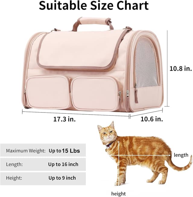 Thumbnail 4 de FUKUMARU Cat Carrier under 6.8 kg, pink 🐱