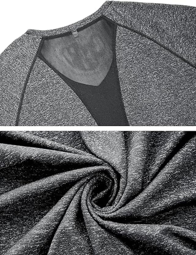 Detalle de Wayleb Damen Sportshirt mit V-Ausschnitt, Kurzarm – leichtes Funktions-Top mit Mesh-Rücken