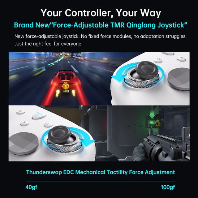 Detalle de Thunderobot G80TS Controller – Wireless Gamepad mit Dual-TMR-Trigger, optischen Tasten und 1000 Hz