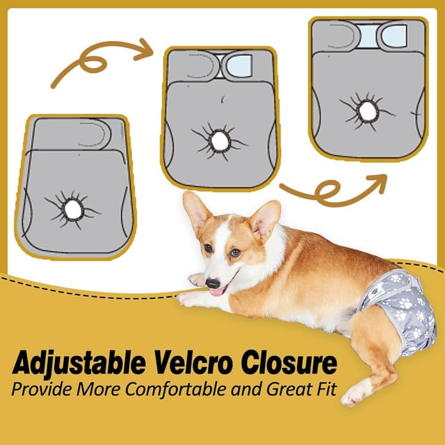 Detalle 2 de Hisprout 3-Pack Reusable Female Dog Diapers – Highly Absorbent, Breathable & Washable (M, Fruits)