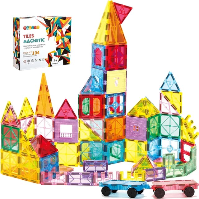 Detalle de OugerToy 104PCS Magnetic Tiles 🧩
