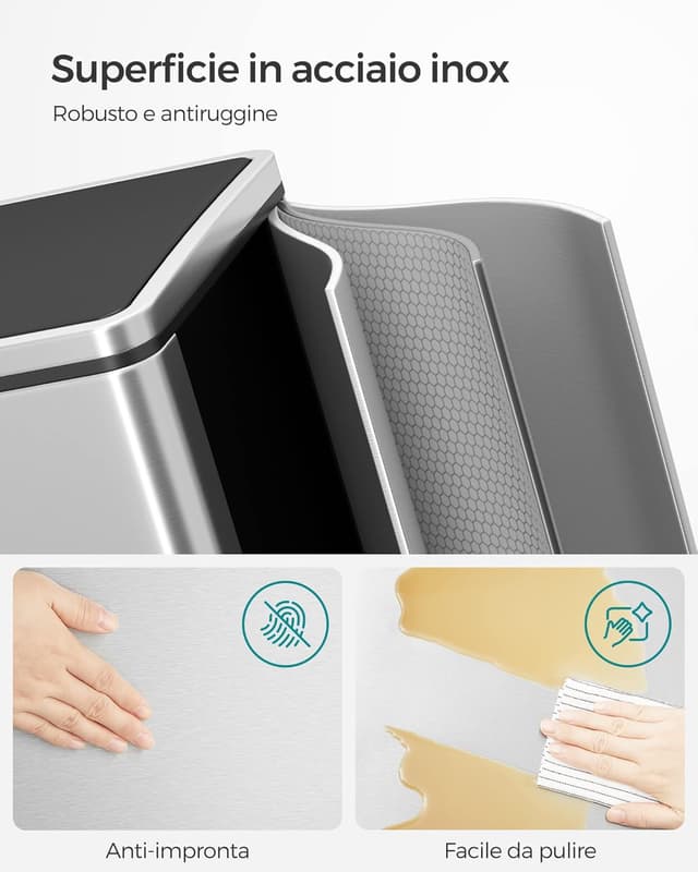 Detalle 2 de SONGMICS LTB060A01 pattumiera 2 scomparti 30 L