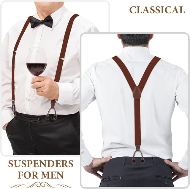 Detalle de Clip Yeah Hosenträger Herren Breit 3,5 cm zum Knöpfen – elastisch & einstellbar für Hochzeit, Party