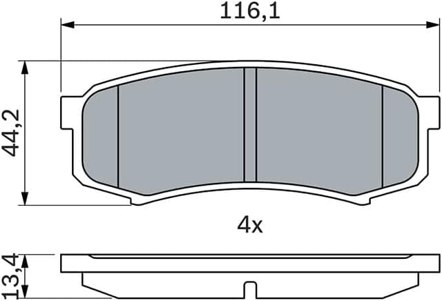 Detalle 2 de Bosch BP152 – Jeu de 4 plaquettes de frein arrière sans cuivre certifiées ECE-R90