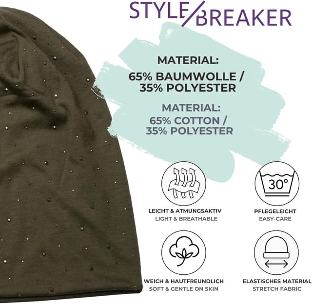 Detalle de styleBREAKER 04024037 Gorro caído unisex 25 cm