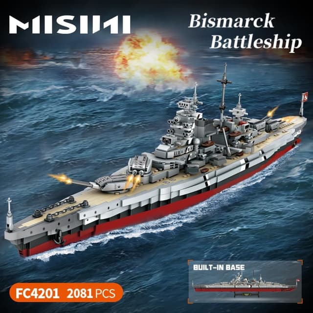 Detalle 2 de MISINI Technik FC4201 Schlachtschiff Bismarck 2081 PCS