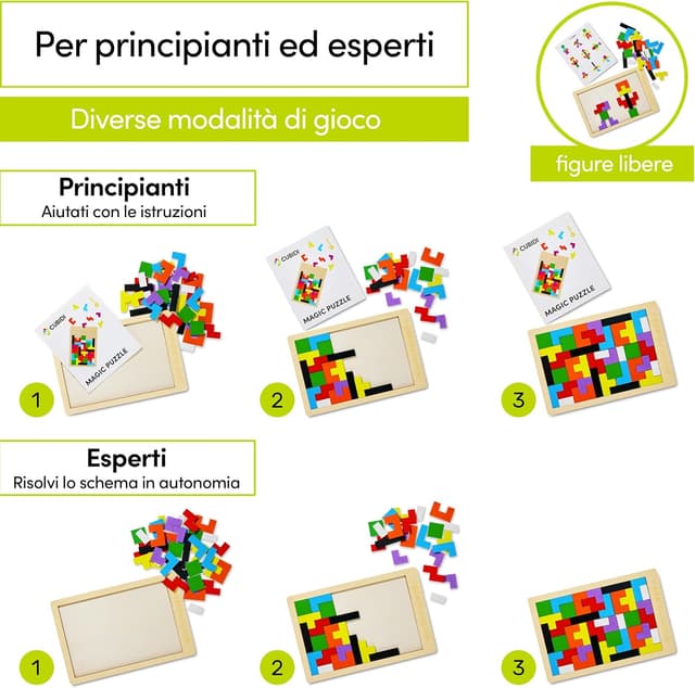 Thumbnail 6 de CUBIDI® Tangram in legno di tiglio, puzzle 3D per pensiero logico e spazio dai 4 anni