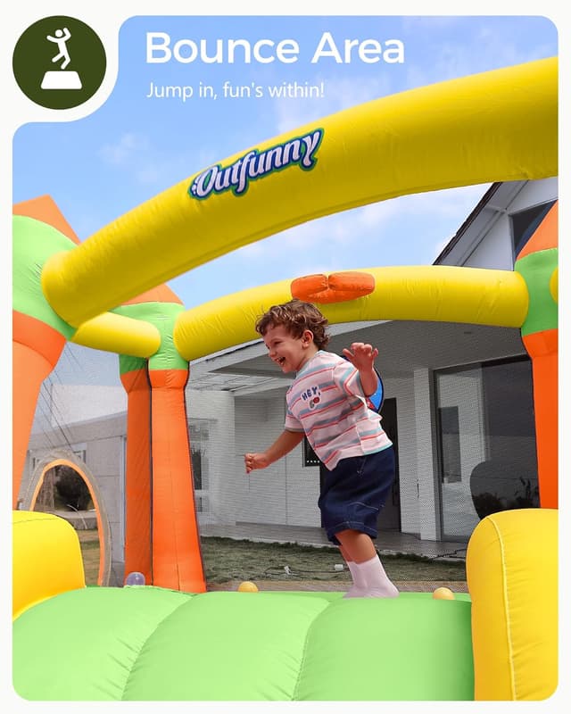 Detalle de Outfunny Indoor Bounce House with Slide 6x6