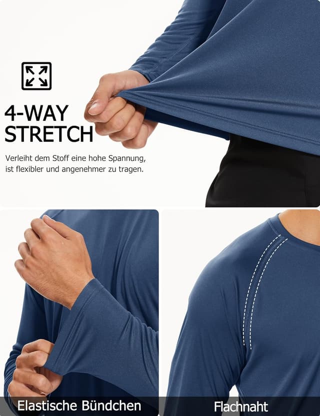 Detalle de TACVASEN Herren UPF 50+ UV-Schutz Langarmshirt (Rashguard) für Outdoor, Schwimmen & Surfen