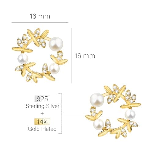 Detalle de Sofia Milani E3053 pendientes de botón en plata de ley 925 con chapado en oro y circonitas