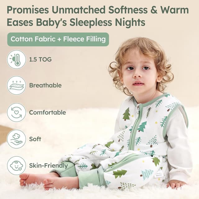 Detalle 2 de Unnivoll Baby Schlafsack mit Füßen 1,5 Tog 80 cm