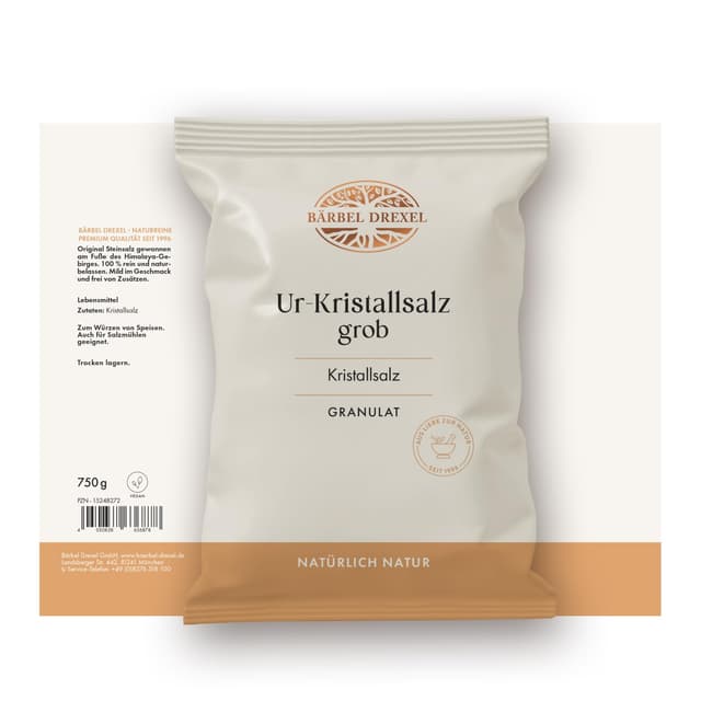 Detalle de BÄRBEL DREXEL Rosa Kristallsalz Grob – 100% veganes Natursalz im Granulat, naturnah abgebaut (750 g)