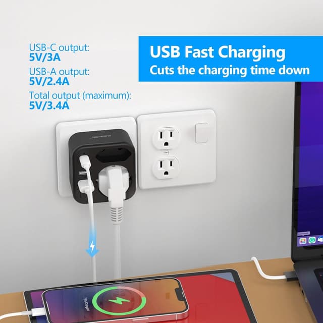 Thumbnail 2 de JSVER Adattatore da Viaggio USA 17 W