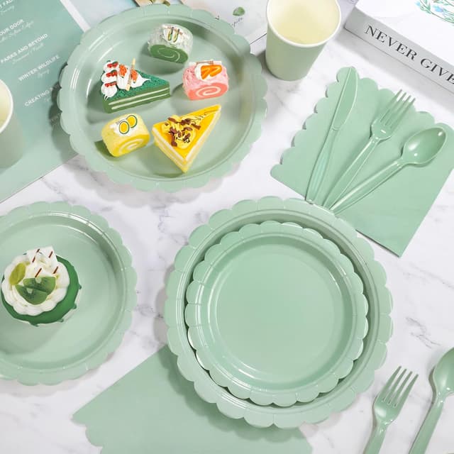 Thumbnail 4 de Xiangqu 175 Pcs Sage Green Party Set