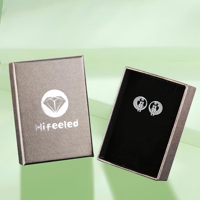 Thumbnail 6 de Hifeeled Ohrstecker Damen aus 925 Sterling Silber mit Zirkonia – Mondmotiv, 11 x 11 mm