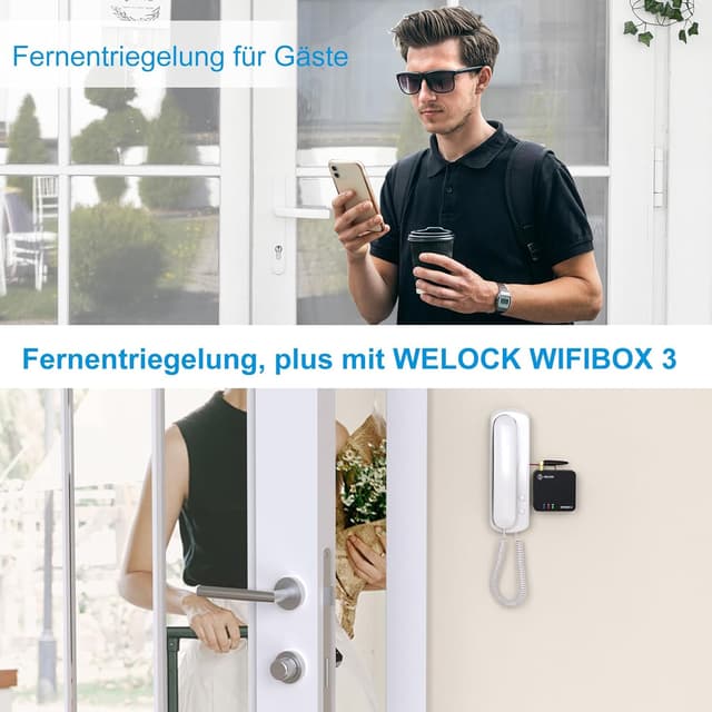 Detalle 2 de WELOCK ToucA51 elektronisches Türschloss mit Fingerabdruck, Zahlencode und RFID-Karte (App, verstellbarer Zylinder)