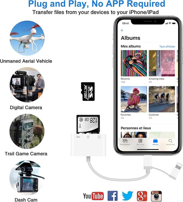 Thumbnail 1 de 3 in 2 SD Kartenleser für iPhone mit Typ C