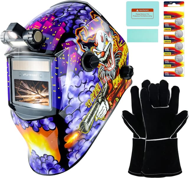 Detalle de TRQWH Auto-Darkening Welding Hood with True Color Lens, Wide View Shade 9–13 & LED Light (KTS-JD17)