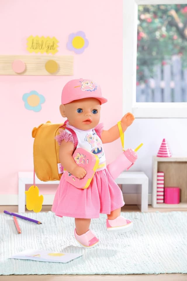 Detalle de BABY born Zapf Creation Kindergarten-Rucksack-Set 834961 (36 cm) in Bärenform mit Lunchbox & Trinkflasche, gelb