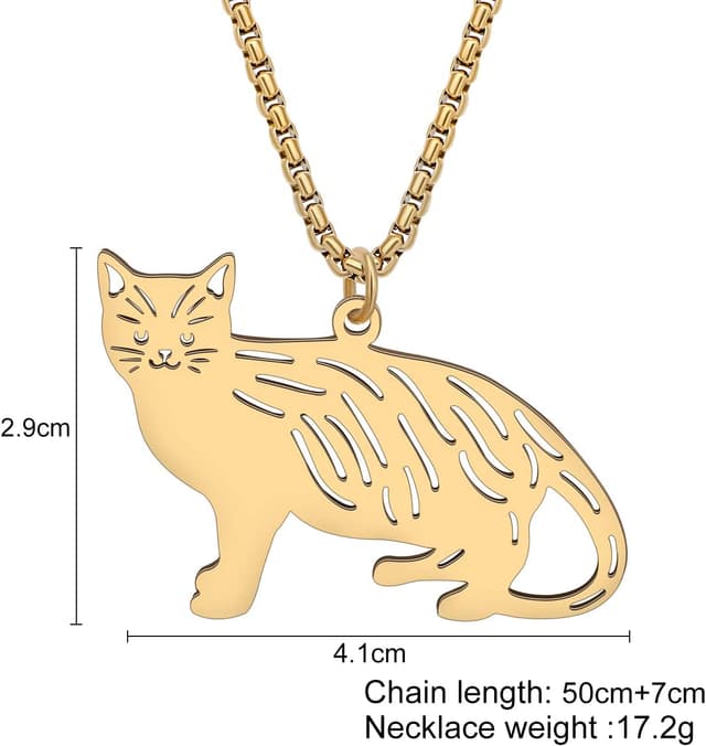 Detalle de BAMAY Edelstahl-Katzenhalskette mit Kätzchen-Anhänger – Modeschmuck für Damen & Mädchen