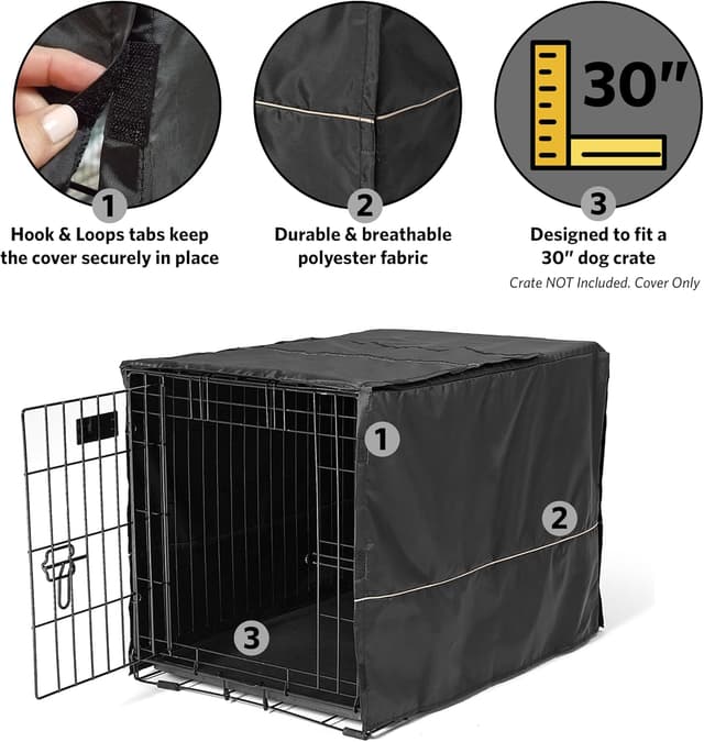 Detalle 2 de MidWest Homes for Pets Medium Dog Crate Cover (76cm) – Black Polyester Privacy Kennel Cover