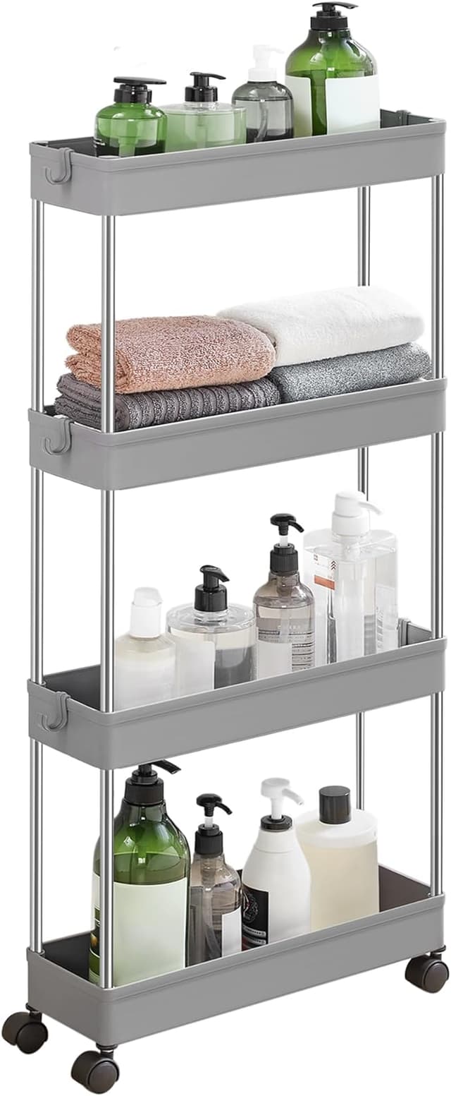 Detalle de SONGMICS Carro de Almacenamiento 4 Niveles 🛒 Espacio Compacto