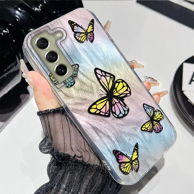 Detalle de Tedyhulle Hülle für Samsung Galaxy S22 Plus – dünne TPU-Softcase mit buntem Schmetterlingsmuster