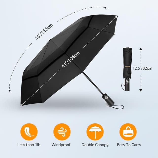 Detalle 1 de TECKNET Windproof Umbrella 104 cm, 10 ribs