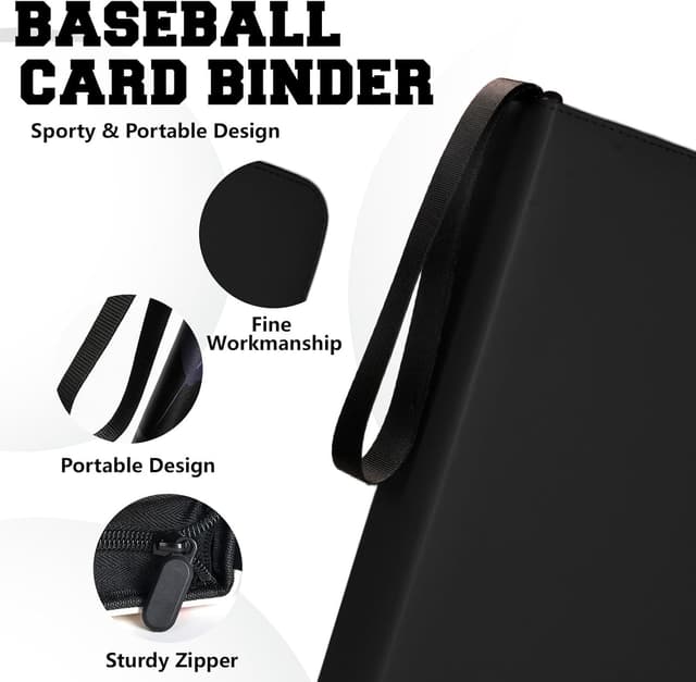 Detalle de 9 Pocket Trading Card Zip Binder (Holds 900 Cards) with 50 Detachable Pages & Removable Sleeves