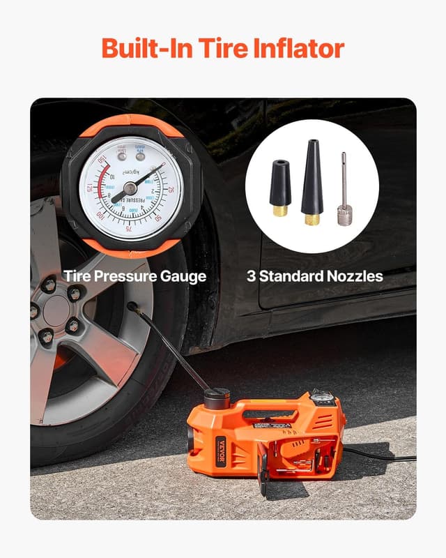 Detalle de VEVOR elektrischer Wagenheber 5 t (Scherenwagenheber) mit eingebauter Pumpe und 12-V-Antrieb