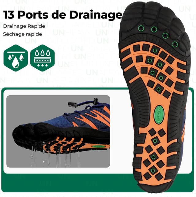 Detalle de SAGUARO Chaussures barefoot homme – chaussures d’eau à séchage rapide, respirantes et antidérapantes (GR.39-48)