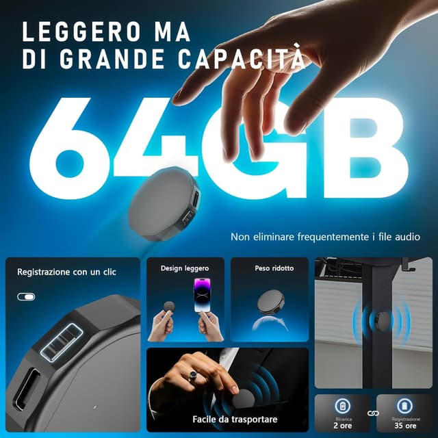 Thumbnail 5 de NekSide Mini Registratore 64 GB 🎙