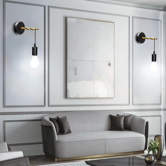 Thumbnail 5 de Aigostar Aplique de Pared Interior E27 Generoso en Metal🖤 (Pack 2)