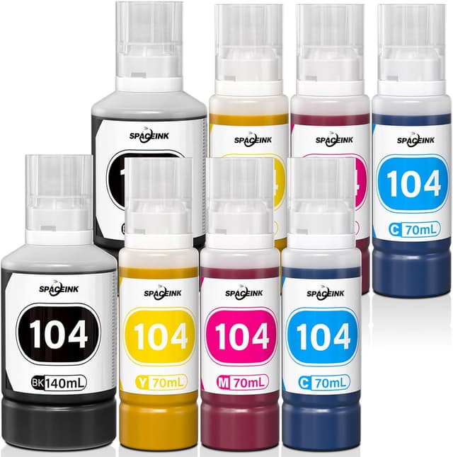 Detalle de Tinte 104 Multipack 2 Sätze kompatibel für Epson 104 (für ET‑2820/ET‑4800 u. a.): 2x Schwarz, 2x Cyan, 2x Magenta, 2x Gelb