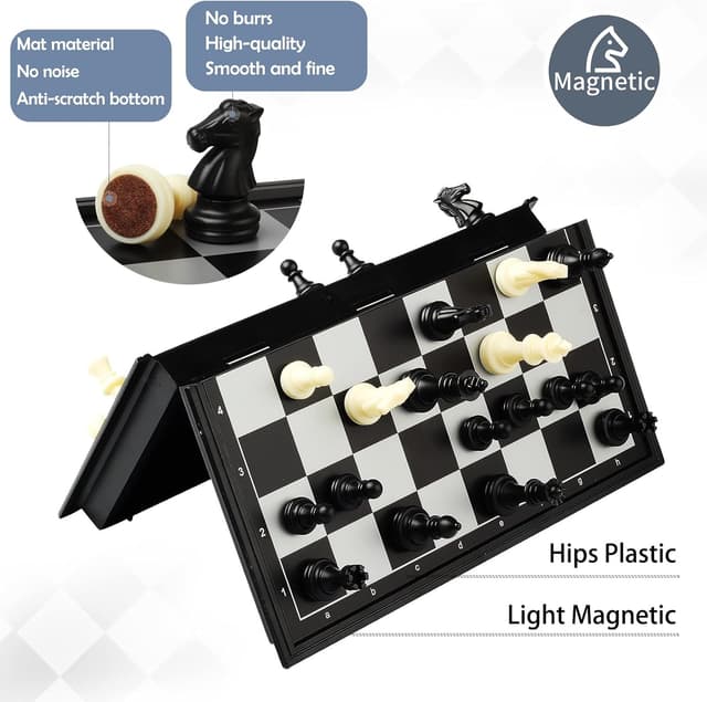 Detalle de EACHHAHA Schachspiel magnetisches Reise-Schach inklappbar, 25 × 25 cm (für Kinder & Anfänger)