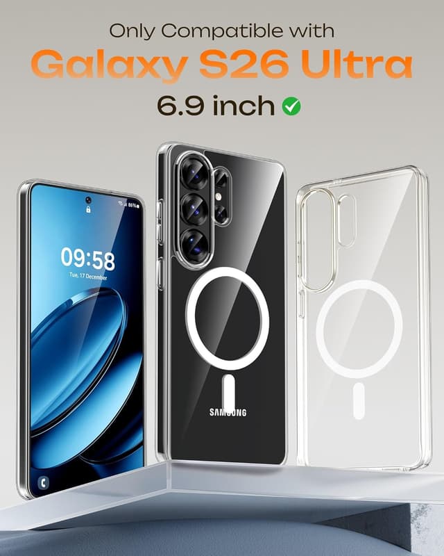 Detalle 2 de TOCOL Magnetic Case for Samsung Galaxy S26 Ultra (MagSafe) – Clear Slim TPU Back Cover