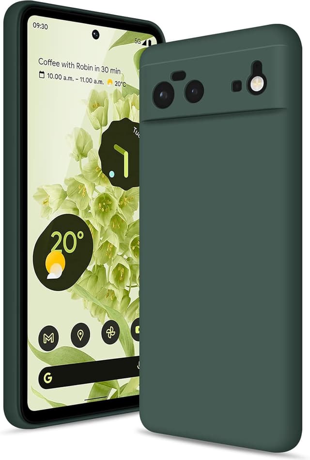 Detalle de Btstring Hülle für Google Pixel 6 aus Silikon – Ganzkörper-Case mit weichem Mikrofaserfutter (Grün)