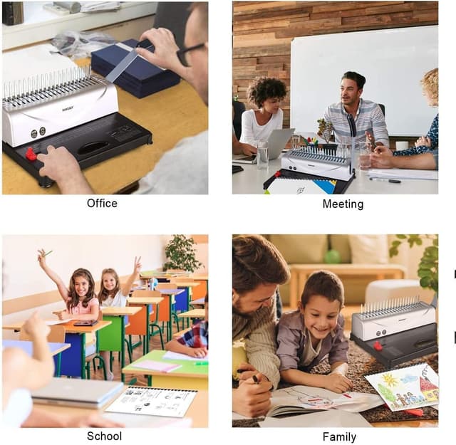 Detalle 2 de MAKEASY Bindegerät & Bindemaschine für 21 Löcher – für bis zu 450 Blatt und 3/8" PVC-Bindungen