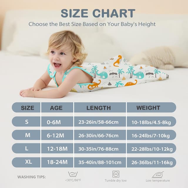 Detalle de Mosebears Sacco nanna in cotone 0,5 tog per neonati 18-24 mesi, con cerniera a doppio cursore