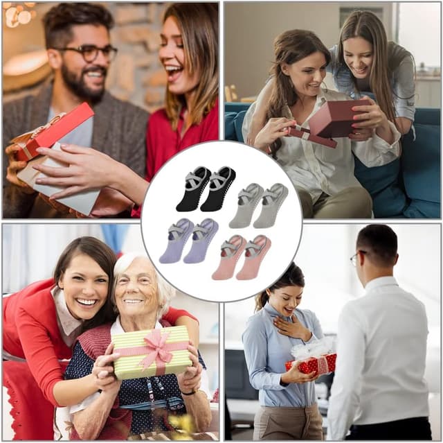 Thumbnail 6 de Flintronic calzini antiscivolo yoga da donna con cinturino incrociato per pilates, danza e piedi nudi