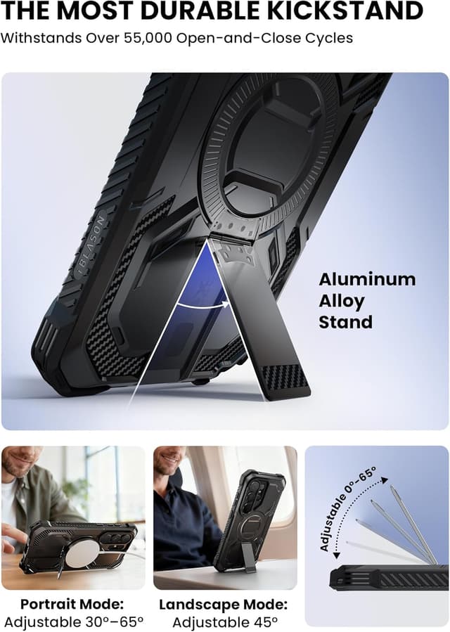 Detalle de i-Blason Armorbox Case for Samsung Galaxy S26 Ultra with MagSafe, Adjustable Metal Kickstand & Built-in Screen Protector (Black)